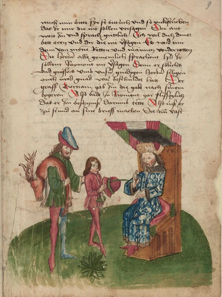 An illustration from Thüring von Ringoltingen, Story of the beautiful Melusine, 1471, leaf 21