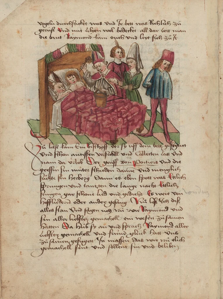 An illustration from Thüring von Ringoltingen, Story of the beautiful Melusine, 1471, leaf 32