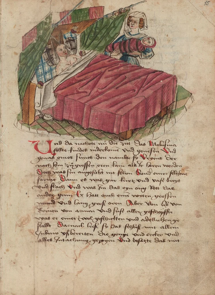 An illustration from Thüring von Ringoltingen, Story of the beautiful Melusine, 1471, leaf 37