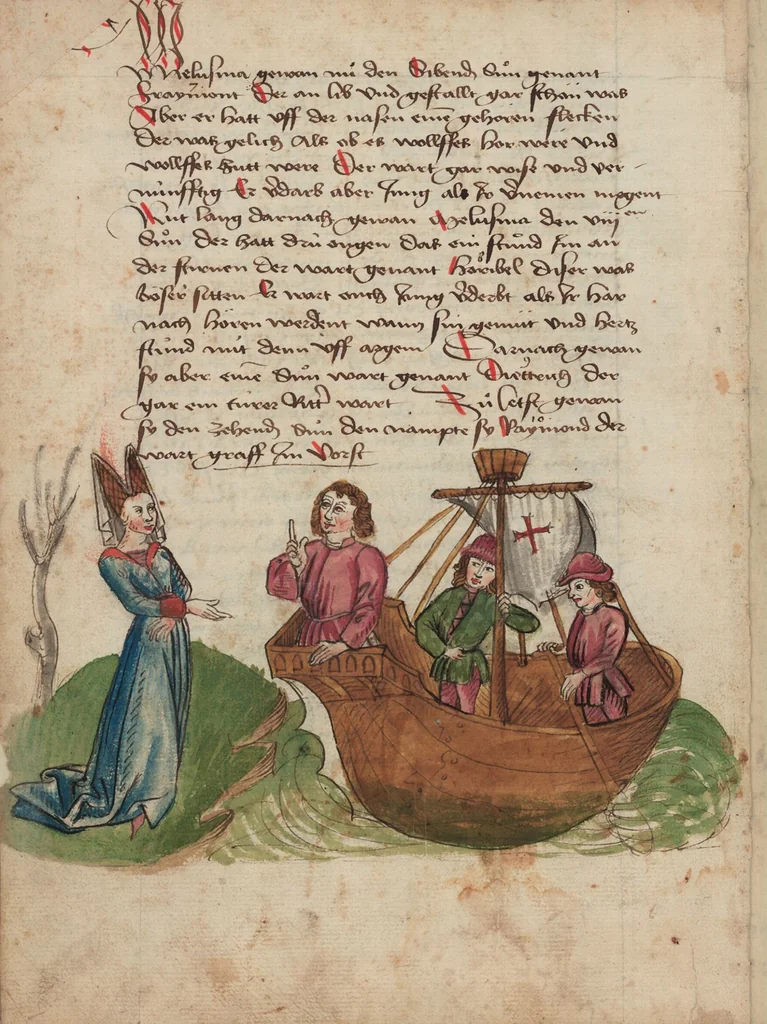 An illustration from Thüring von Ringoltingen, Story of the beautiful Melusine, 1471, leaf 40