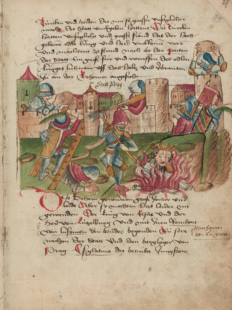 An illustration from Thüring von Ringoltingen, Story of the beautiful Melusine, 1471, leaf 63