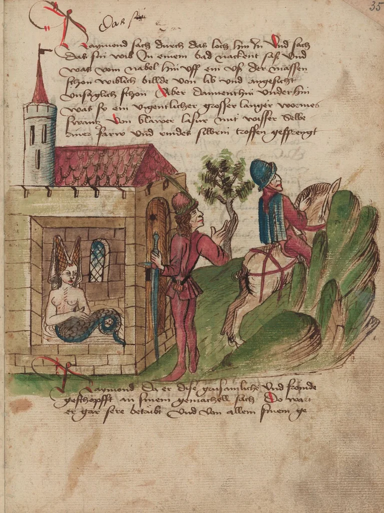 An illustration from Thüring von Ringoltingen, Story of the beautiful Melusine, 1471, leaf 83