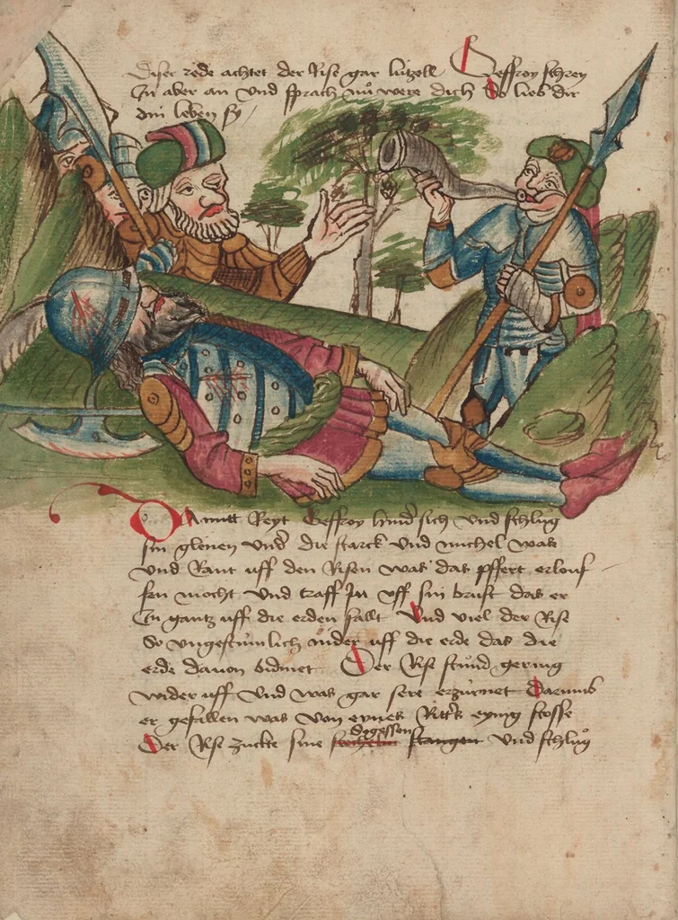 An illustration from Thüring von Ringoltingen, Story of the beautiful Melusine, 1471, leaf 90