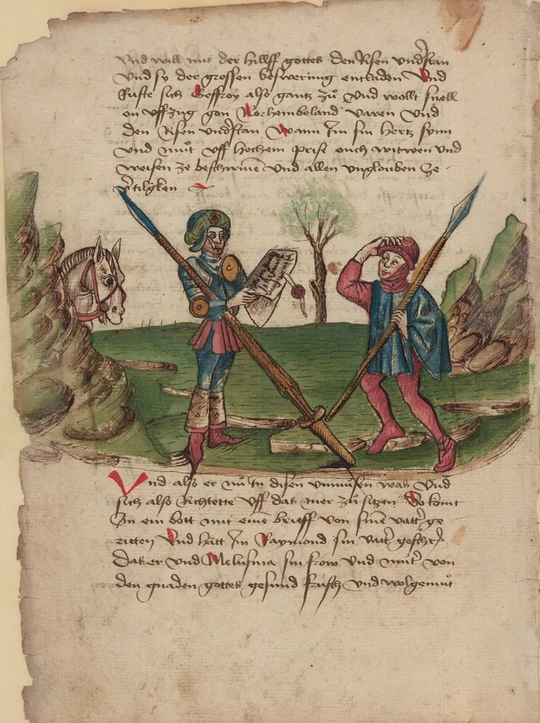An illustration from Thüring von Ringoltingen, Story of the beautiful Melusine, 1471, leaf 96