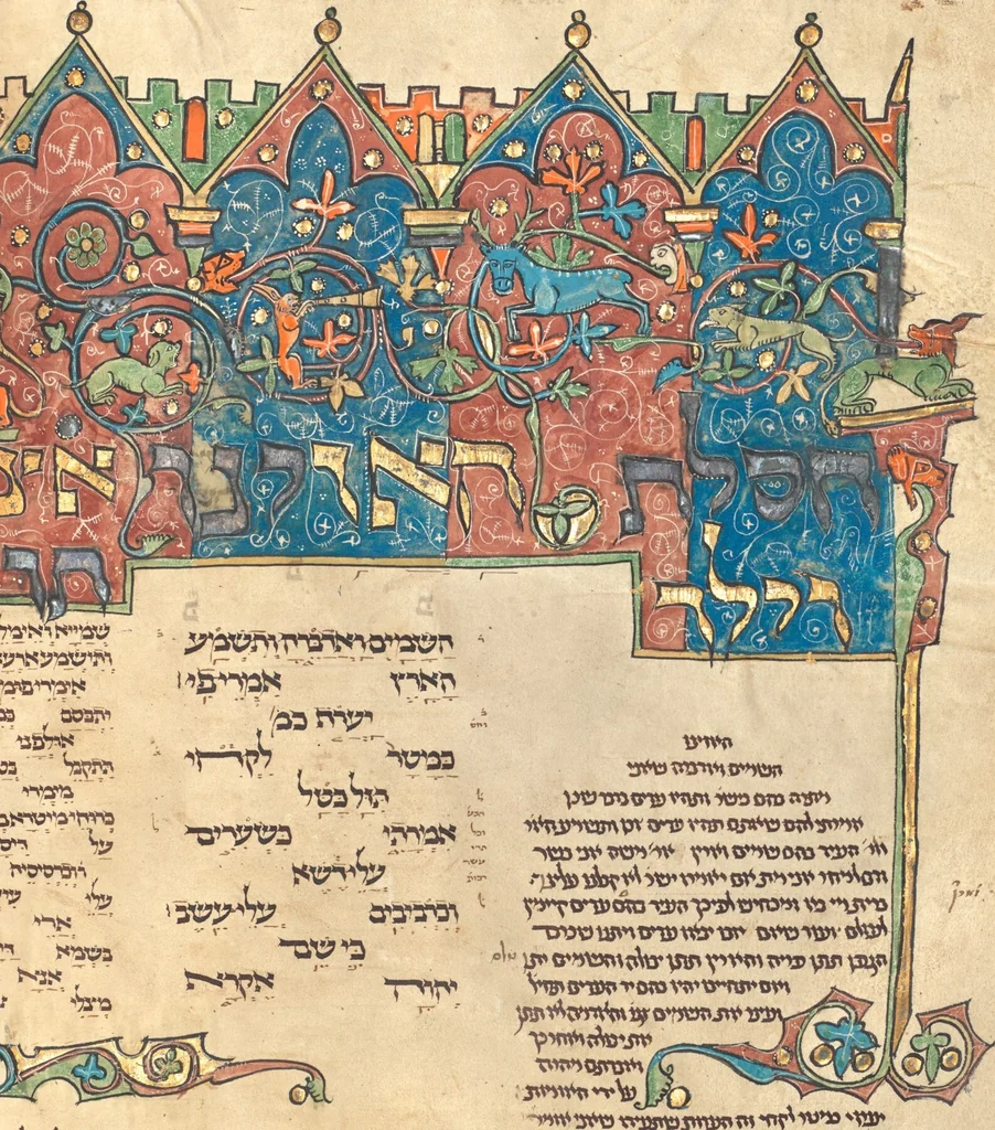 An illustration from Rothschild Pentateuch, 1296, leaf 35