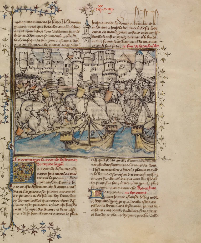 An illustration from Leaves from Histoire ancienne jusqu'à César, 1390, leaf 1