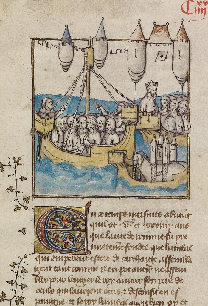 An illustration from Leaves from Histoire ancienne jusqu'à César, 1390, leaf 7
