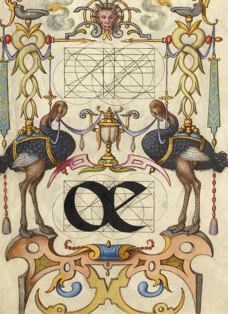 An illustration from Mira calligraphiae monumenta, 1561, leaf 102