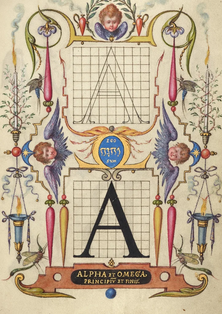 An illustration from Mira calligraphiae monumenta, 1561, leaf 61