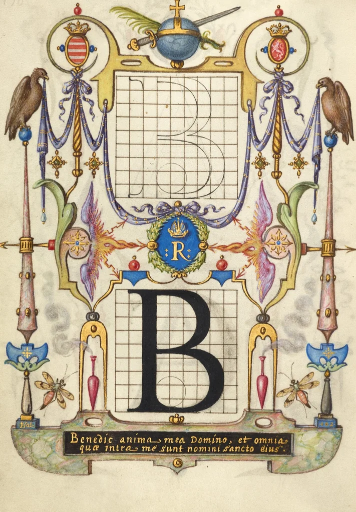 An illustration from Mira calligraphiae monumenta, 1561, leaf 62