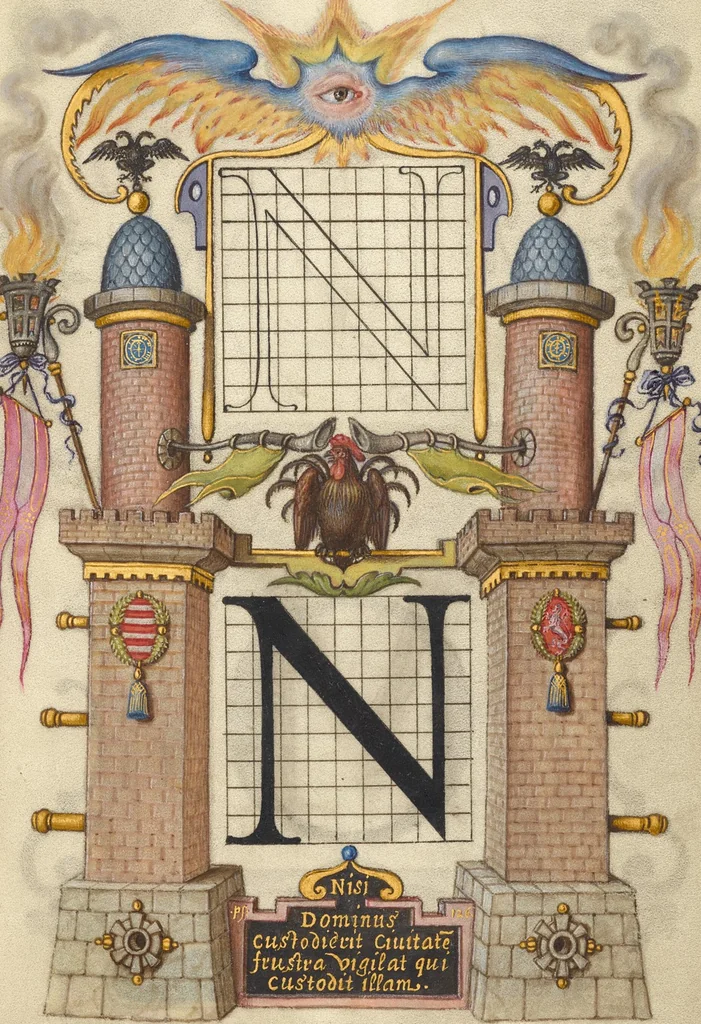 An illustration from Mira calligraphiae monumenta, 1561, leaf 73