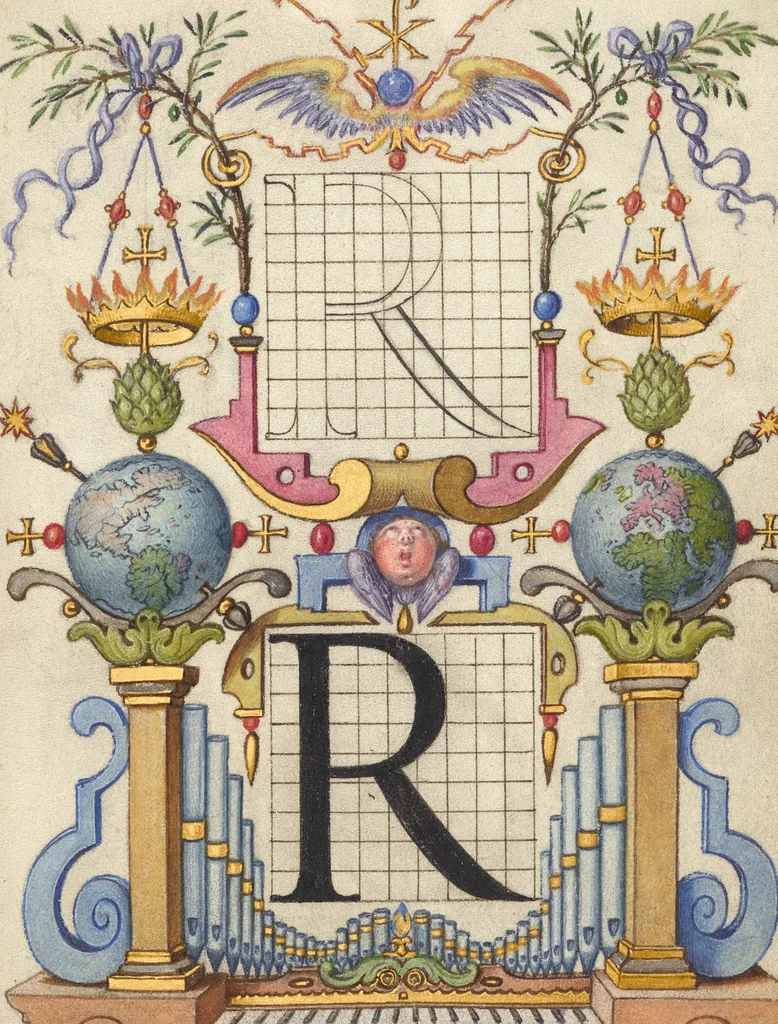 An illustration from Mira calligraphiae monumenta, 1561, leaf 77