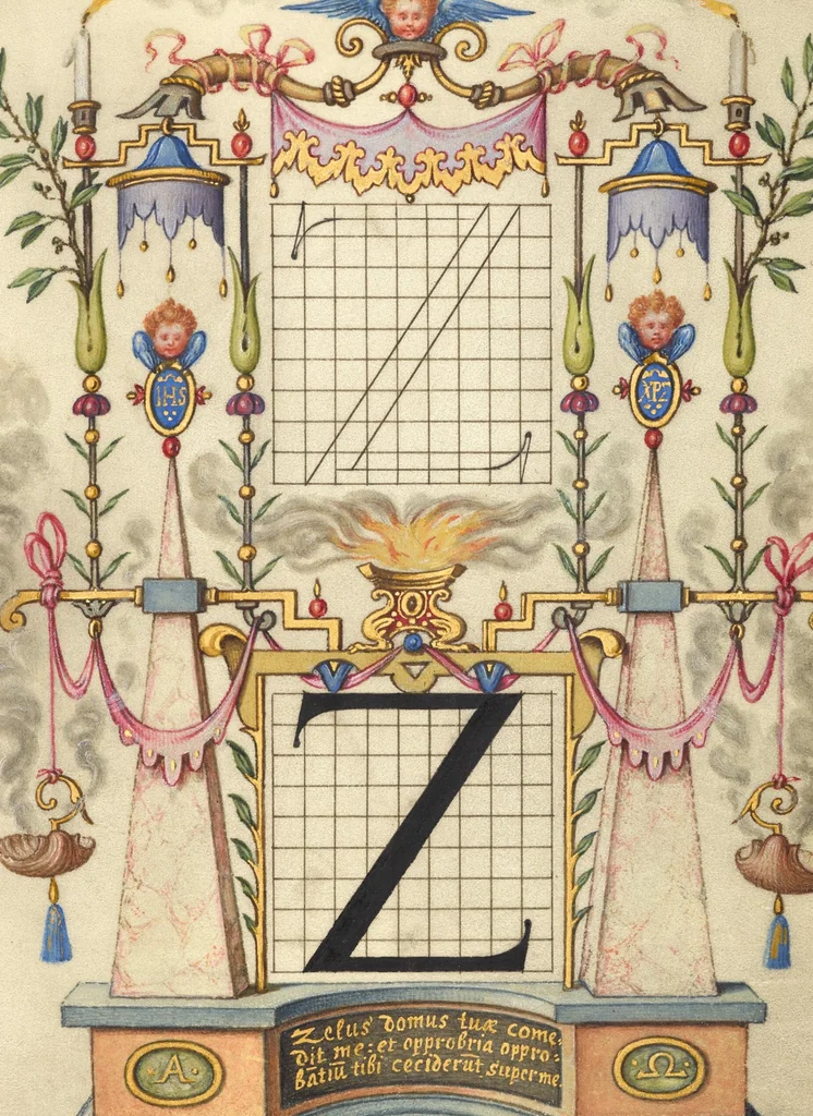 An illustration from Mira calligraphiae monumenta, 1561, leaf 83