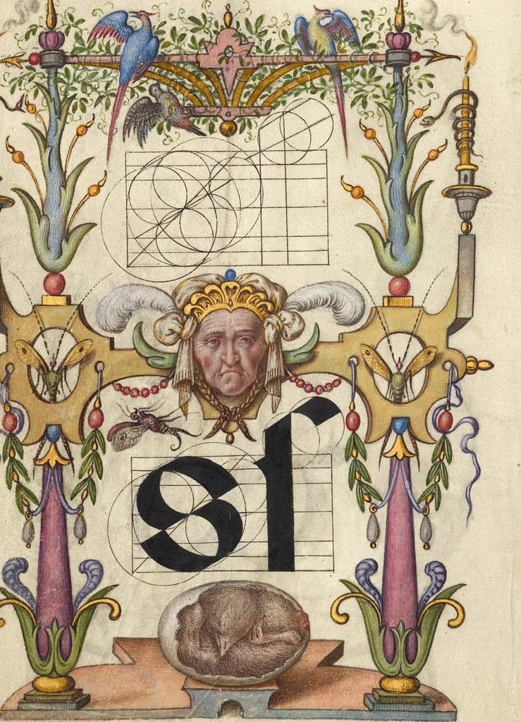 An illustration from Mira calligraphiae monumenta, 1561, leaf 84