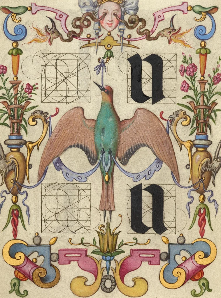 An illustration from Mira calligraphiae monumenta, 1561, leaf 96