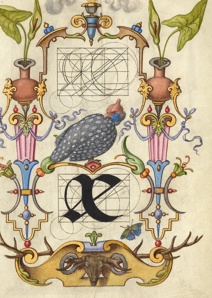 An illustration from Mira calligraphiae monumenta, 1561, leaf 99
