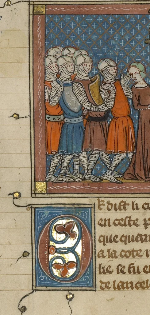 An illustration from Roman du Bon Chevalier Tristan, Fils au Bon Roy Meliadus de Leonois, 1320, leaf 38