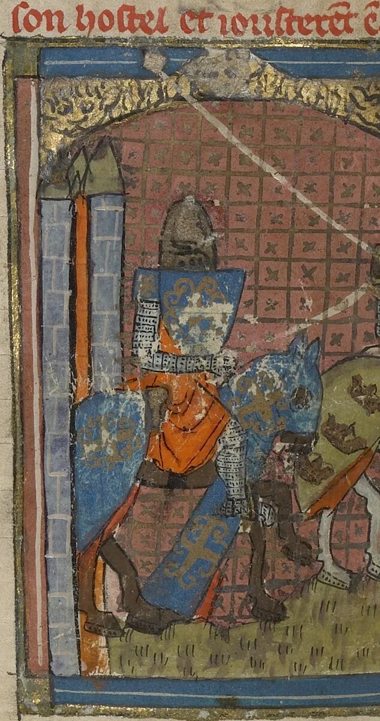 An illustration from Roman du Bon Chevalier Tristan, Fils au Bon Roy Meliadus de Leonois, 1320, leaf 82