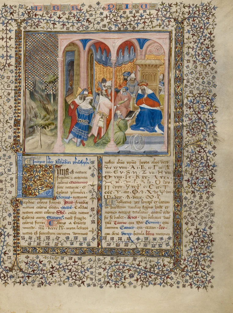An illustration from Liber Alchandrei philosophi, 1405, leaf 1