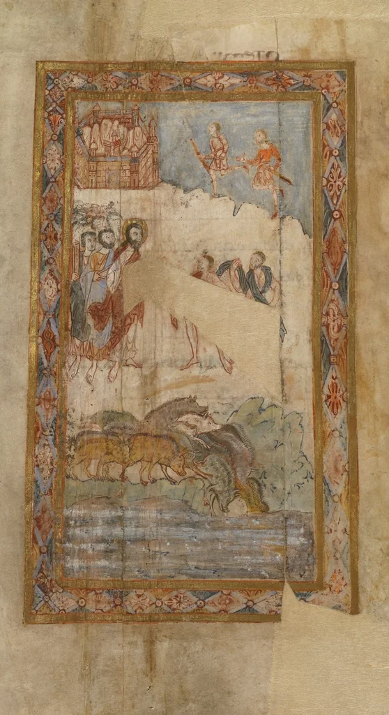An illustration from Two Leaves from a Gospel Book, 1000, leaf 3