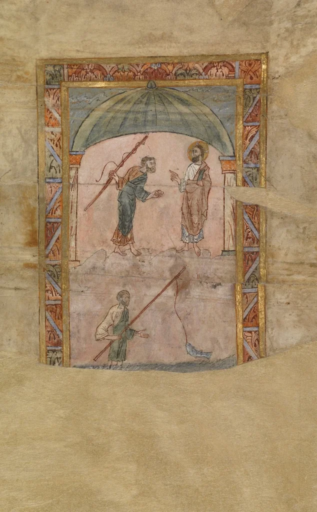 An illustration from Two Leaves from a Gospel Book, 1000, leaf 4