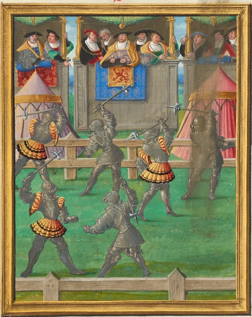 An illustration from Livre des faits de Jacques de Lalaing, 1530, leaf 10