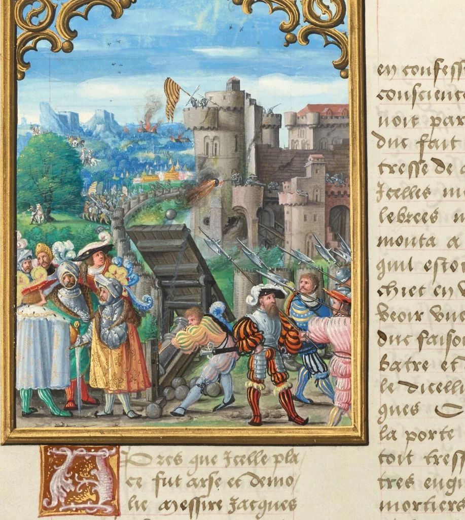 An illustration from Livre des faits de Jacques de Lalaing, 1530, leaf 16
