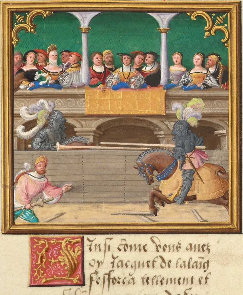 An illustration from Livre des faits de Jacques de Lalaing, 1530, leaf 17