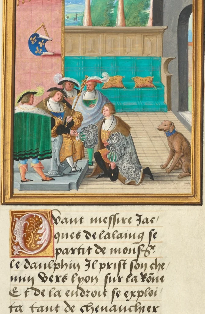 An illustration from Livre des faits de Jacques de Lalaing, 1530, leaf 8