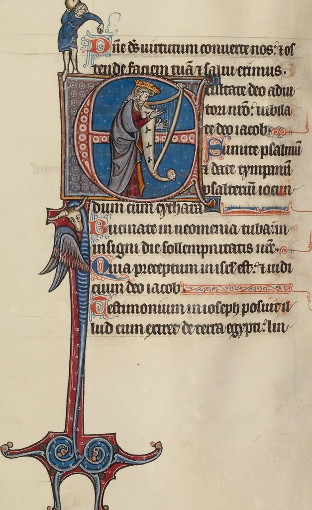 An illustration from Bute Psalter, 1285, leaf 117