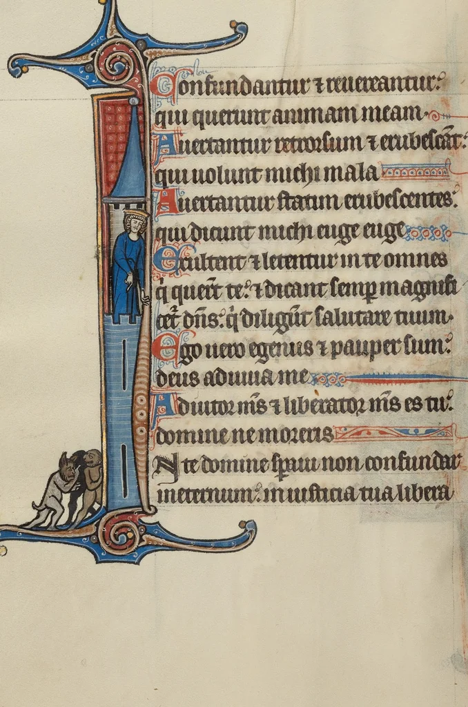 An illustration from Bute Psalter, 1285, leaf 135