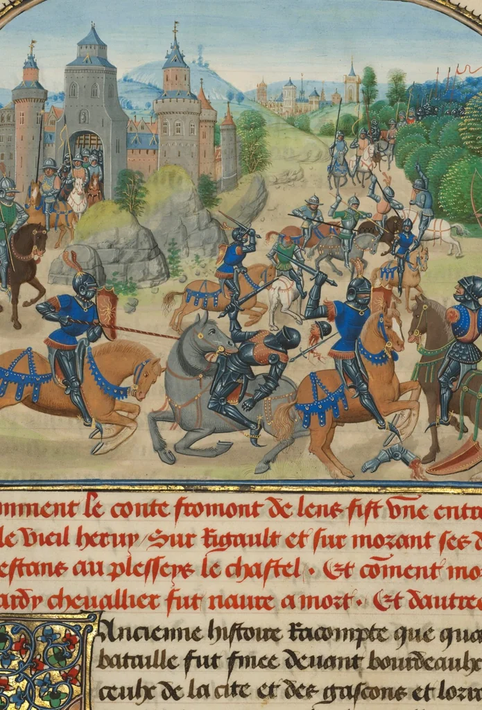 An illustration from Fifteen Cuttings from Histoire de Charles Martel, 1463, leaf 1