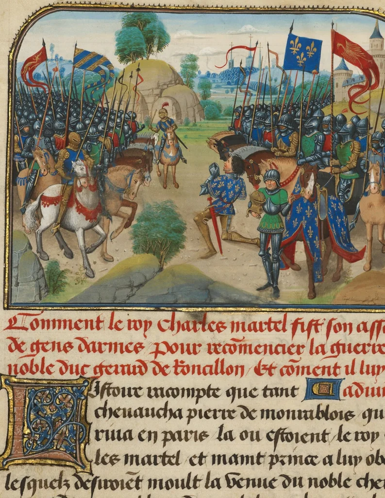 An illustration from Fifteen Cuttings from Histoire de Charles Martel, 1463, leaf 10