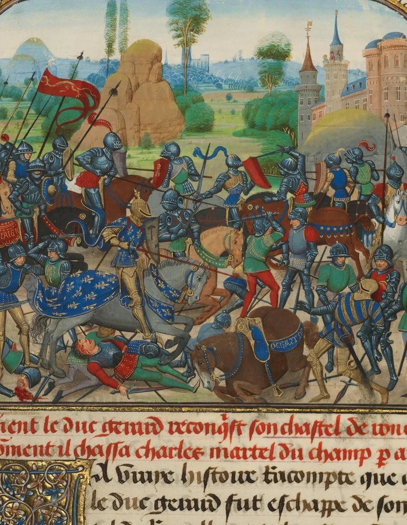 An illustration from Fifteen Cuttings from Histoire de Charles Martel, 1463, leaf 12