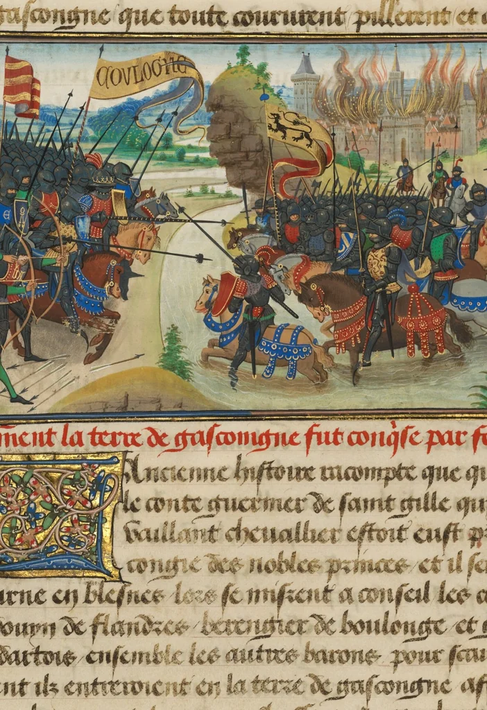 An illustration from Fifteen Cuttings from Histoire de Charles Martel, 1463, leaf 14