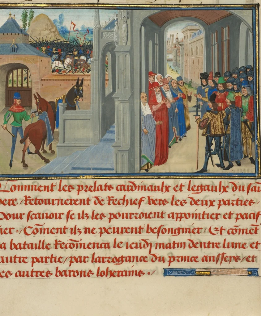 An illustration from Fifteen Cuttings from Histoire de Charles Martel, 1463, leaf 16