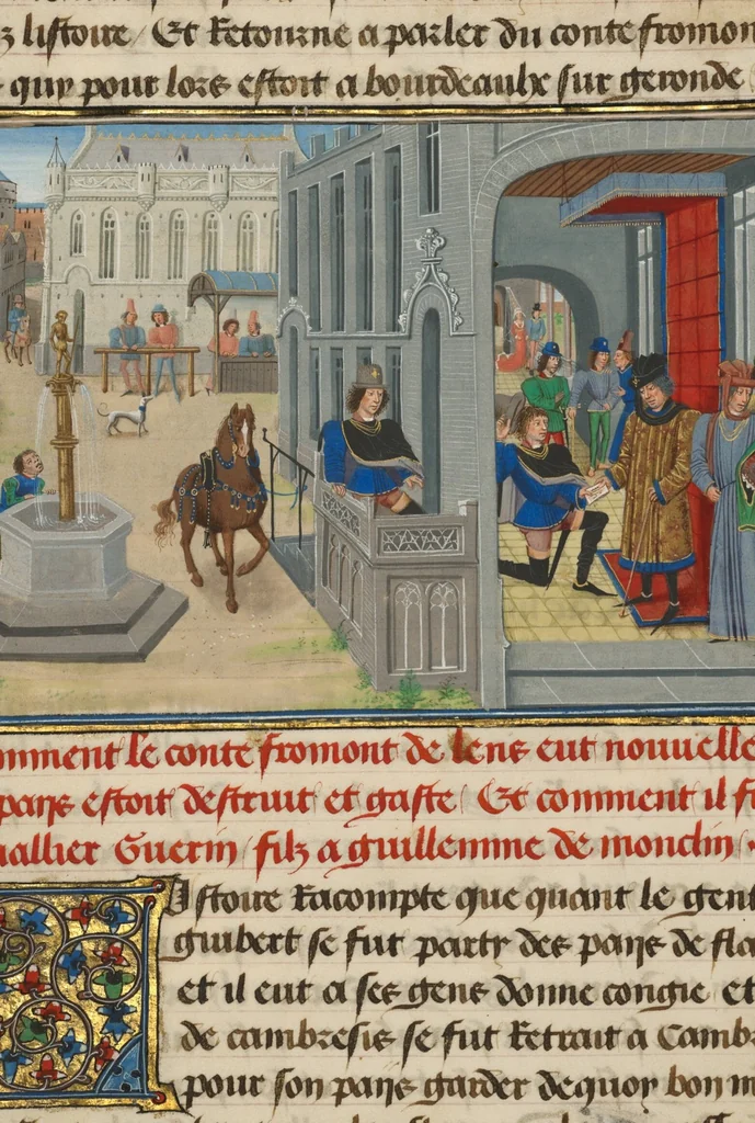 An illustration from Fifteen Cuttings from Histoire de Charles Martel, 1463, leaf 2