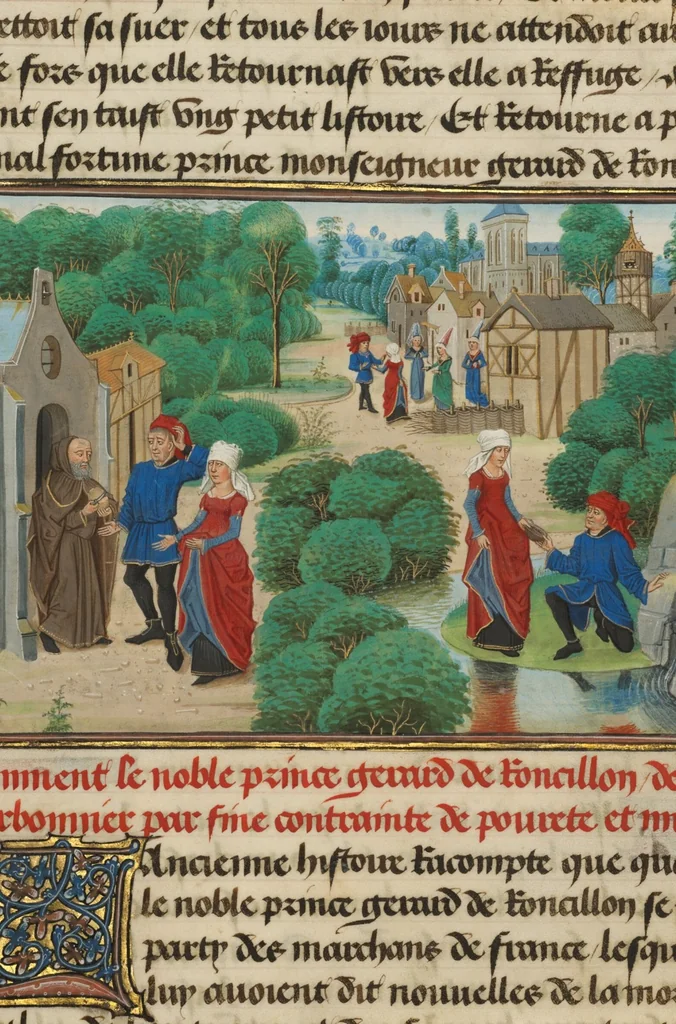 An illustration from Fifteen Cuttings from Histoire de Charles Martel, 1463, leaf 3