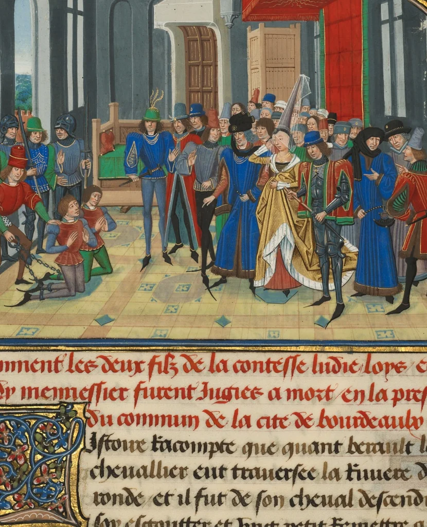 An illustration from Fifteen Cuttings from Histoire de Charles Martel, 1463, leaf 6