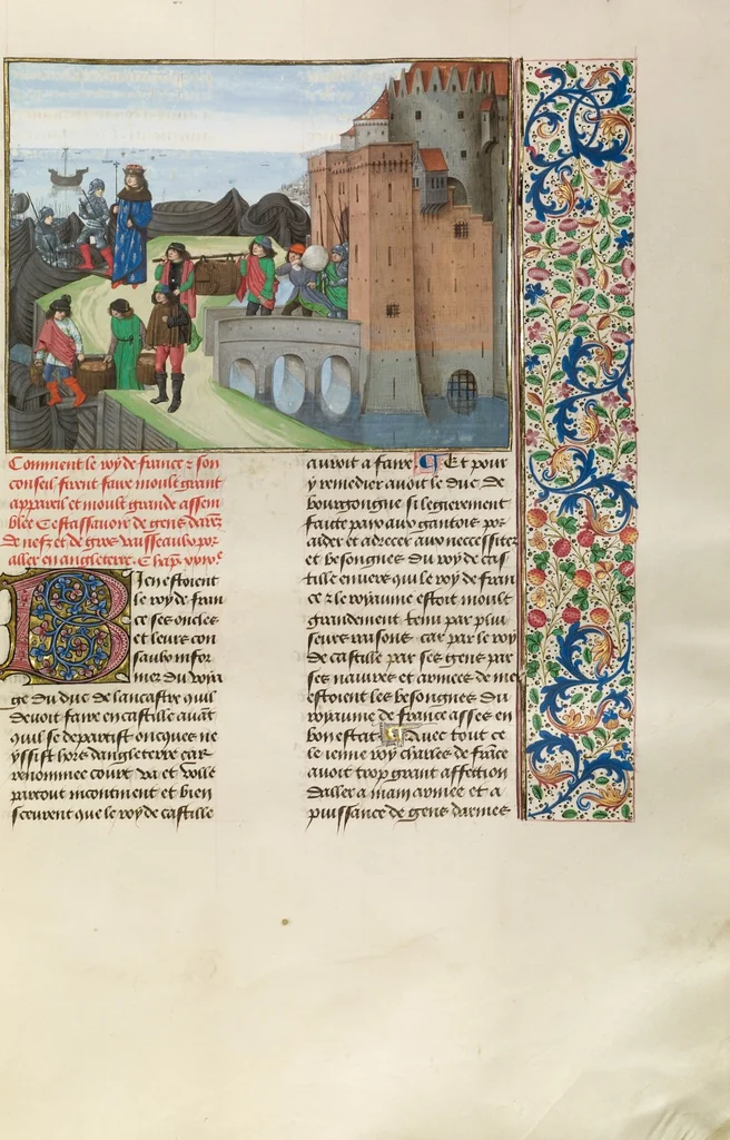 An illustration from Chroniques (Book Three), 1480, leaf 22