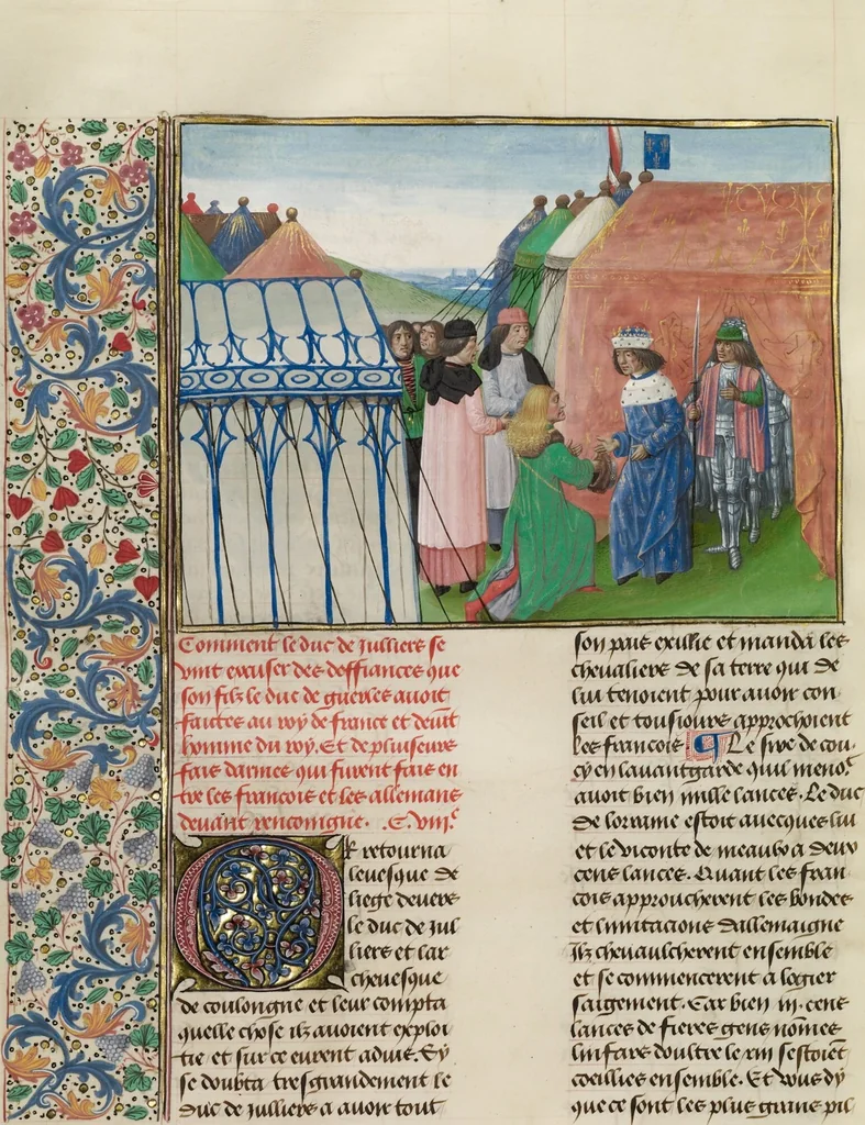 An illustration from Chroniques (Book Three), 1480, leaf 23