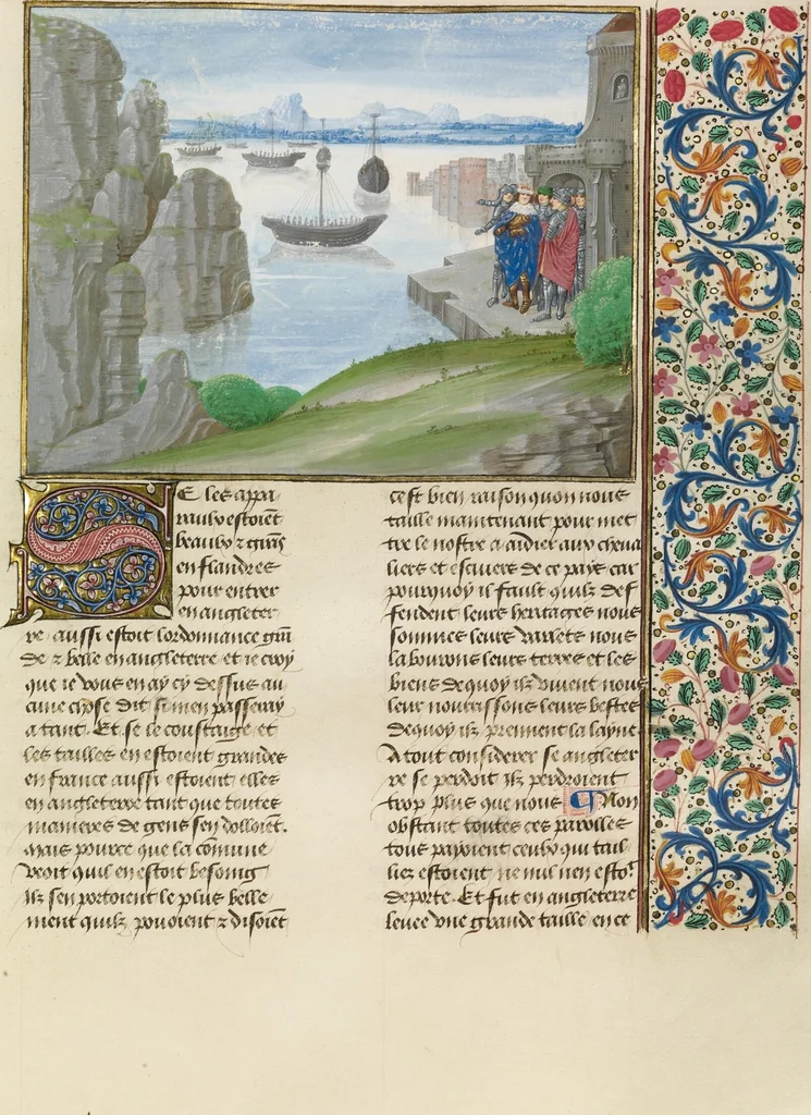 An illustration from Chroniques (Book Three), 1480, leaf 24