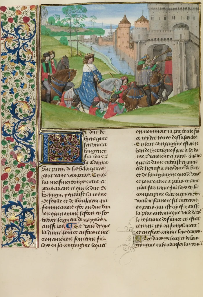 An illustration from Chroniques (Book Three), 1480, leaf 26