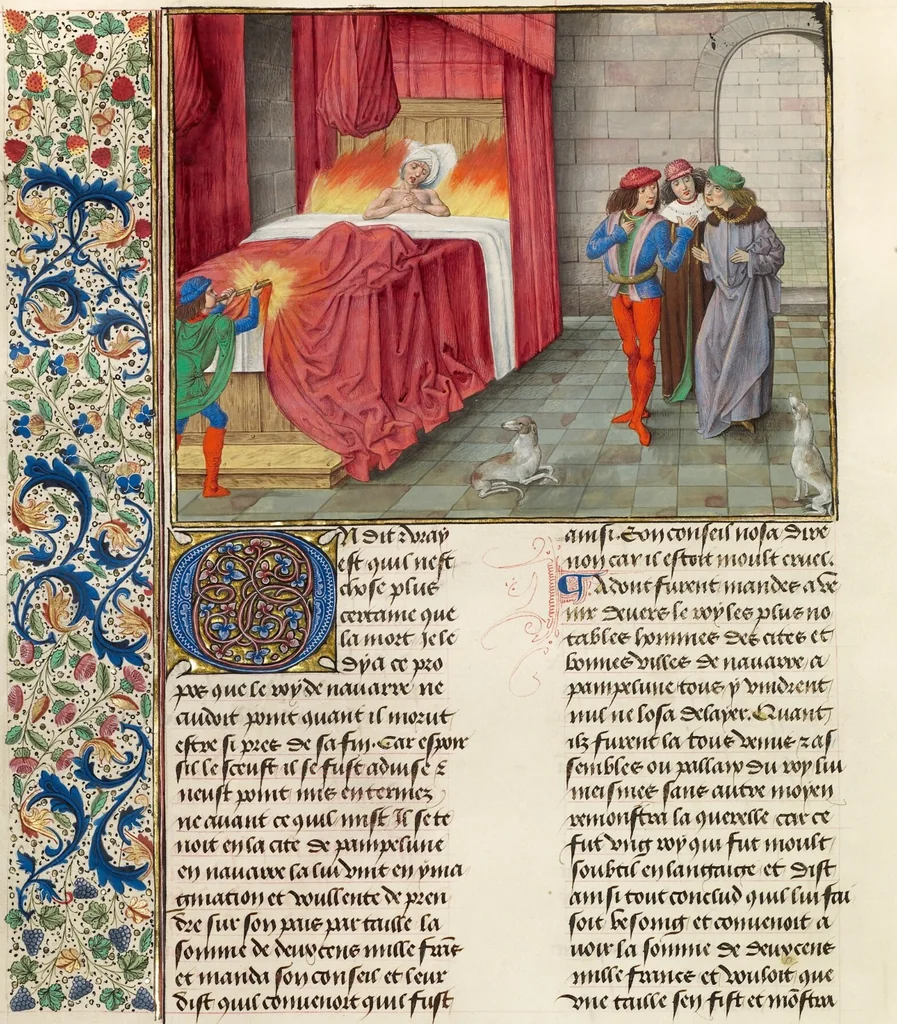 An illustration from Chroniques (Book Three), 1480, leaf 32