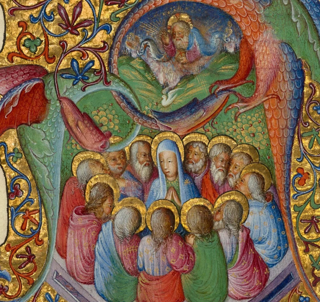 An illustration from Cutting from an antiphonal, 1430, leaf 1