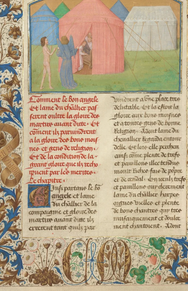 An illustration from Les Visions du chevalier Tondal, 1475, leaf 76