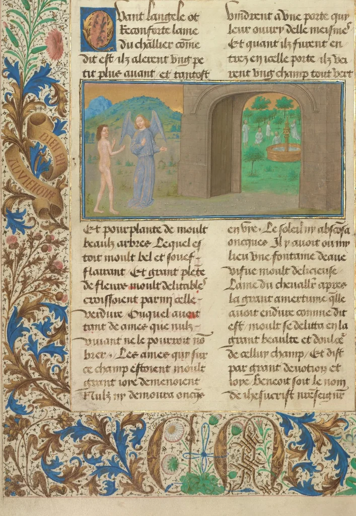 An illustration from Les Visions du chevalier Tondal, 1475, leaf 79