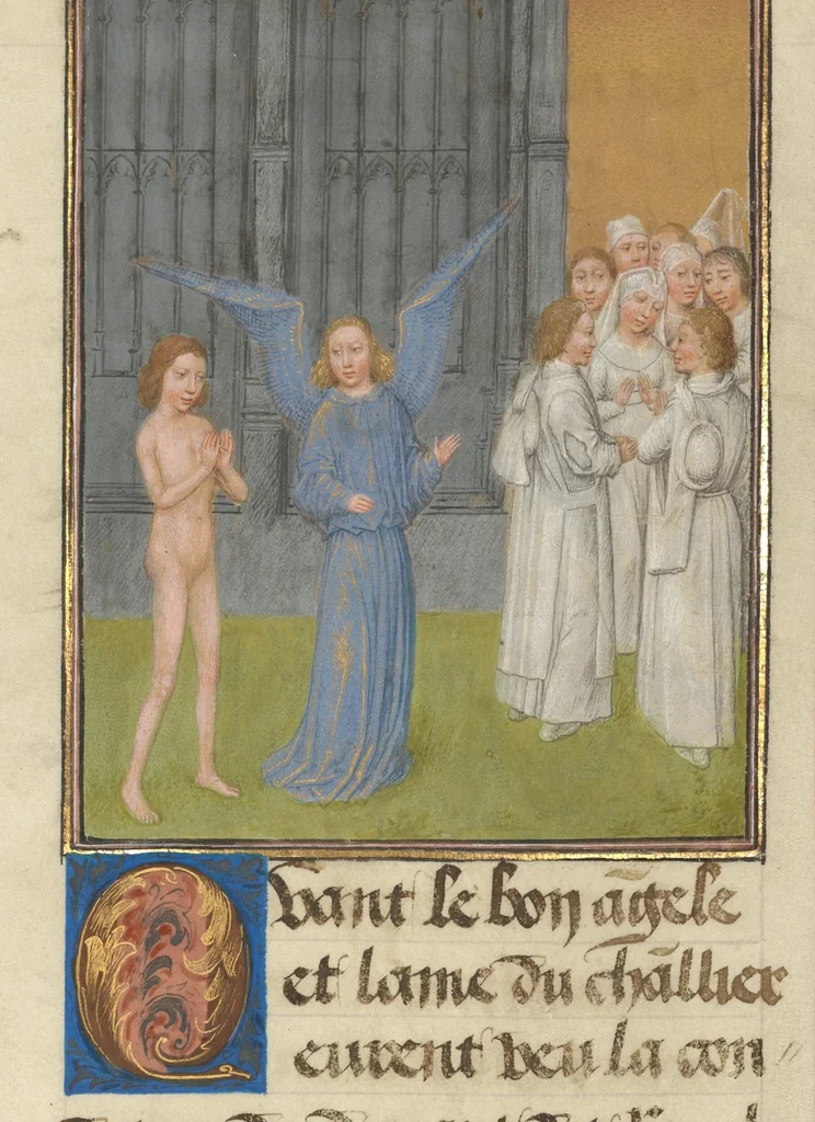 An illustration from Les Visions du chevalier Tondal, 1475, leaf 81