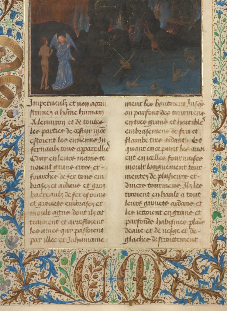 An illustration from Les Visions du chevalier Tondal, 1475, leaf 85