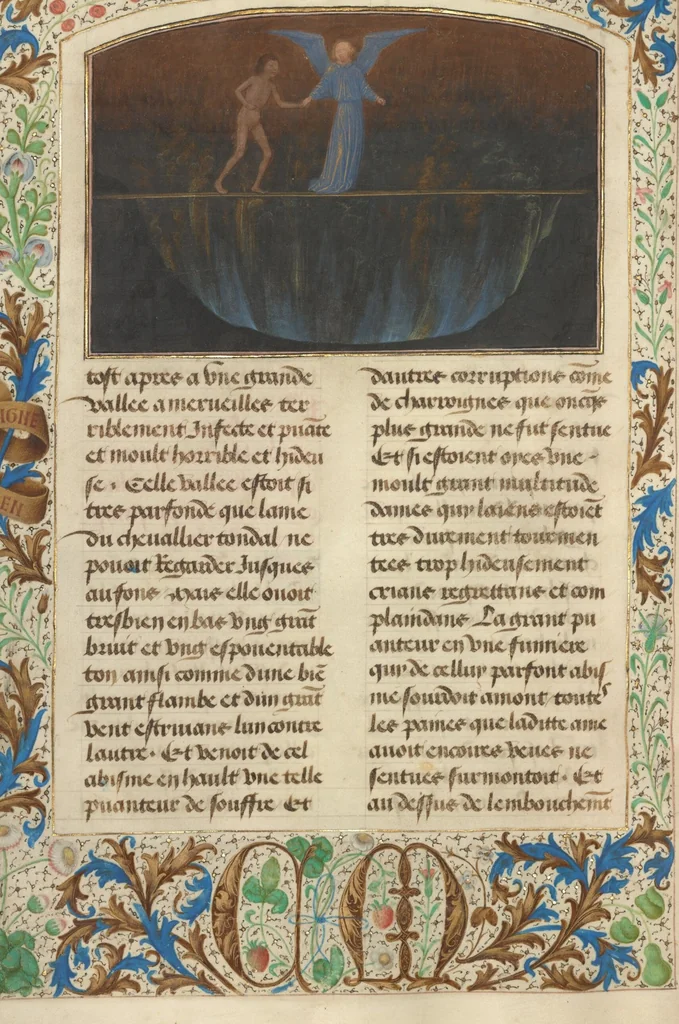 An illustration from Les Visions du chevalier Tondal, 1475, leaf 87